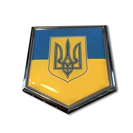 Ukraine Flag Domed Chrome Emblem Proud UA Flag Car 3D Sticker 2"x 2.25" Kyev Ukrayina
