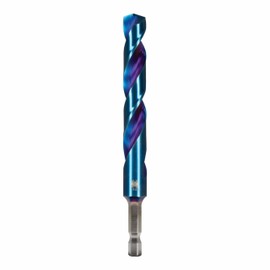 Spyder 1/2-inch Quick Change HSS Drill Bit with Hex Shank, for Wood, Metal, Plastic, and PVC, Mach-Blue Armor Plating
