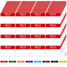 Name Tag，400 pcs Name Tag Stickers, Name Tag Labels,Hello My Name is Name Tags fo Classroom Party Meeting Luggage Clothes (Red, 3 x 2 inch)