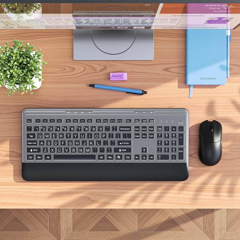 KOPJIPPOM Silent Wireless Keyboard and Mouse Combo - Keyboard with