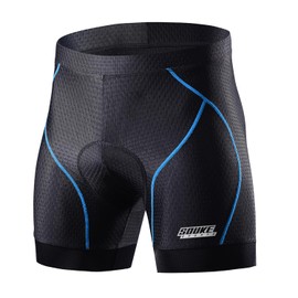 Souke Sports Pantalones cortos de ciclismo para hombre, acolchados 4D, con forro para bicicleta MTB, con agarres antideslizantes para las piernas (azul, XXXL)