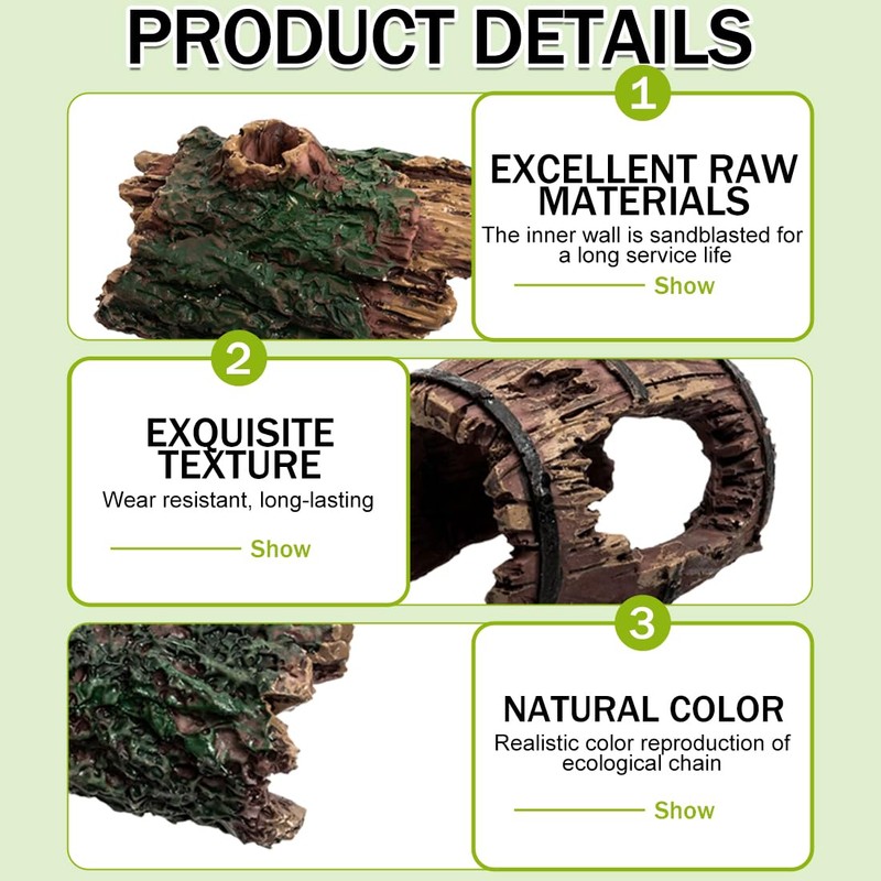 QEXUJOW Aquarium Decor Themed Ornaments, Four Hollow Wooden Tree Trunks,