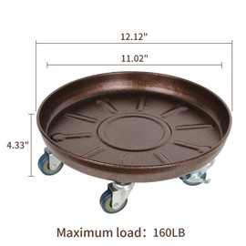 Kaoolaa 12" 2Pack Metal Plant Caddy with Wheels - Durable & Heavy Duty, Plant Dolly, Indoor/Outdoor Use, Lockable Casters for Easy Maneuvering, Large Flower Pot Stands for Gardens, Balconies