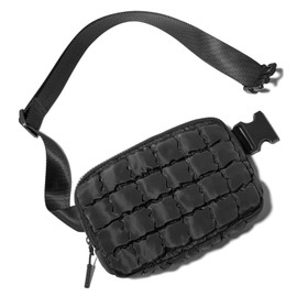 Gitus Trending Gifts for Women Puffer Crossbody Bags for Women Belt Bag Fanny Pack with Adjustable Straps Lightweight Quilted Puffy bag Woman Gifts (Black)