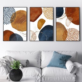 IUNTWEIE Abstract Posters Set of 3 Modern Wall Picture Posters Abstract Geometric Pictures Gold Circular Geometric Canvas Picture Living Room Decoration, Without Frame (G, 30 x 40 cm x 3)