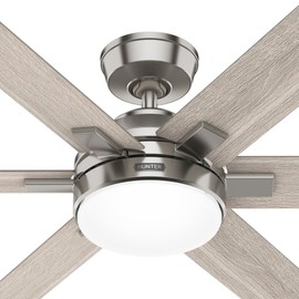 Hunter Fan 52 inch Brushed Nickel Indoor Ceiling Fan with Light and Remote for Bedroom, Large Room/Great Room, Dining Room, Kitchen, Office (Renewed)
