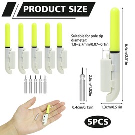 Fishing Light, 5pcs Fishing Bite Alarm Rod Tip Lights for Night Fishing Portable Alerter Tackle Sea Fishing Accessories Green Luminous
