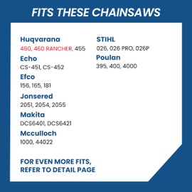 ZENTOP 24" Carbide Chainsaw Chain, 3/8" Pitch .050" Gauge 84DL, 10X Durability & Anti-Kickback, for Husqvarna 460 Rancher, Stihl MS290 MS311, Echo CS-590