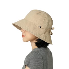YOUMMY Women's Sun Protection UV Protection Hat, for Spring and Summer, Sun Hat, Breathable, UV Protection, UPF50+, Face Reduction, Perfect for Outdoors, Bicycles, Travel, Sun Hat (JP, Alphabet, Free Size, Khaki)