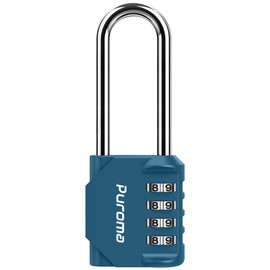 Puroma 1 Pack 2.6 Inch Long Shackle Combination Lock 4 Digit Outdoor Waterproof Padlock for Hasp Locker Lock, Sports Locker, Fence, Gate, Toolbox, Case, Hasp Storage, Cabinets (Peacock Blue)