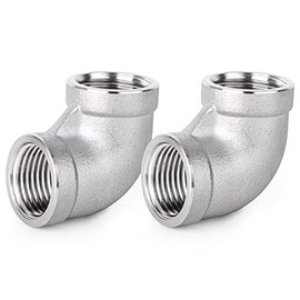 ERGAOBOY 2 PCS 304 Stainless Steel 90 Degree Elbow Fittings, 1/2" BSP Female Pipe to 1/2" BSP Female Pipe Fitting
