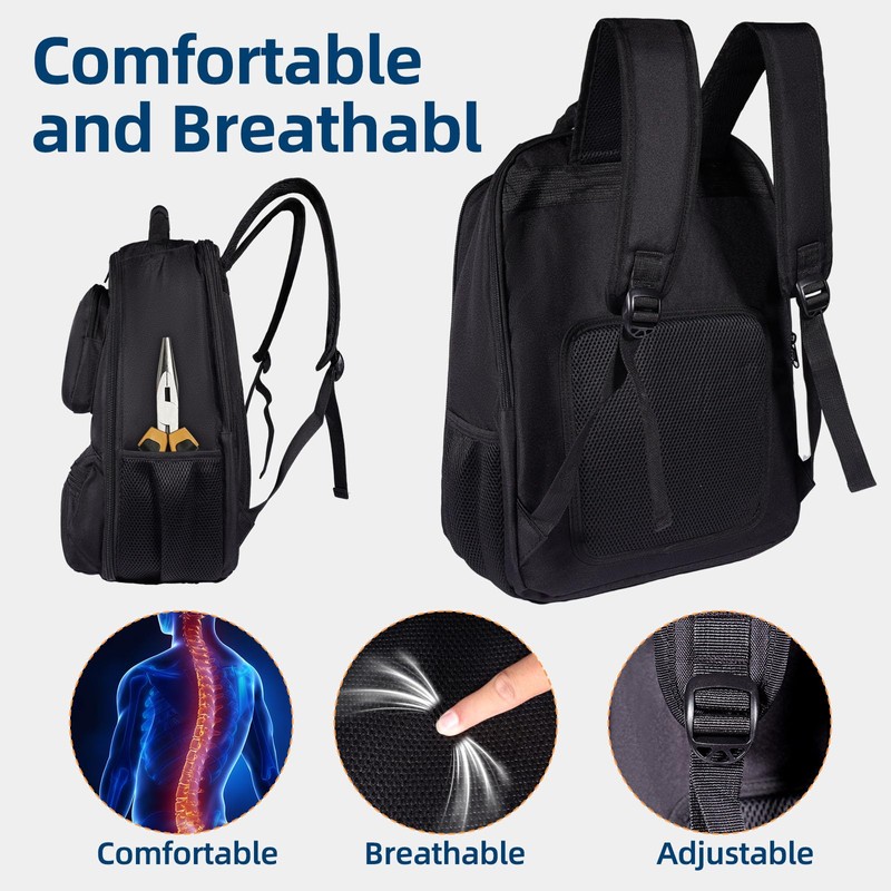 WILAXI PRO Heavy Duty Tool Bag Backpack 1680D Waterproof Oxford