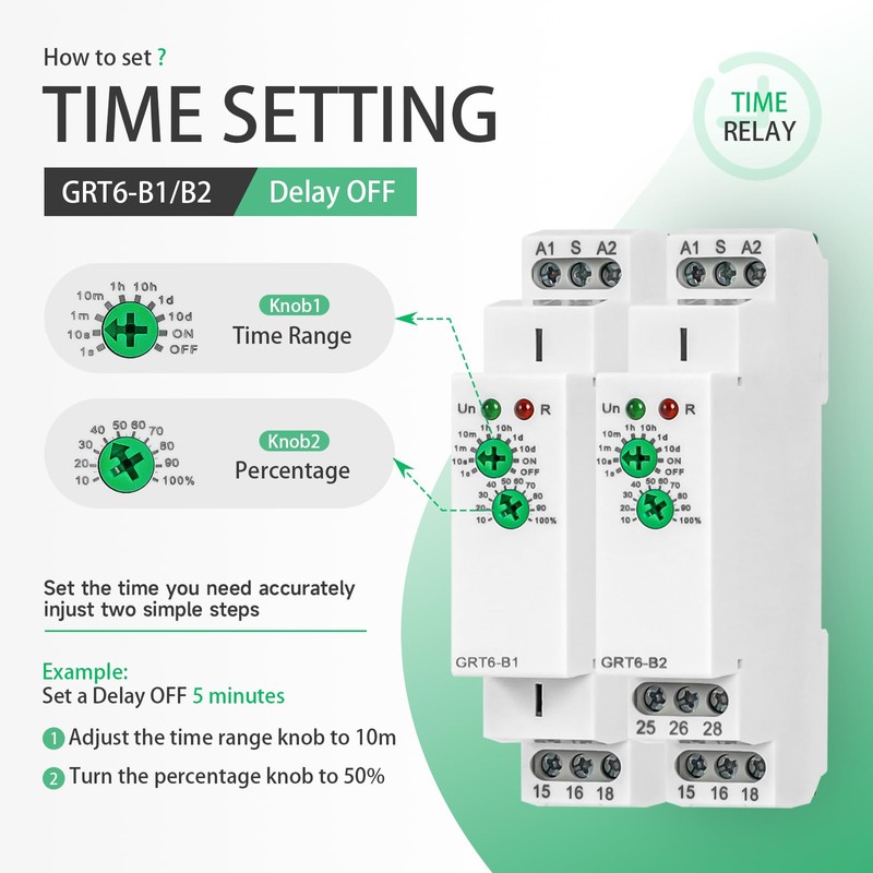 Delay Off Time Relay GRT6-B1 10A Adjustable Smart Relay, Delay