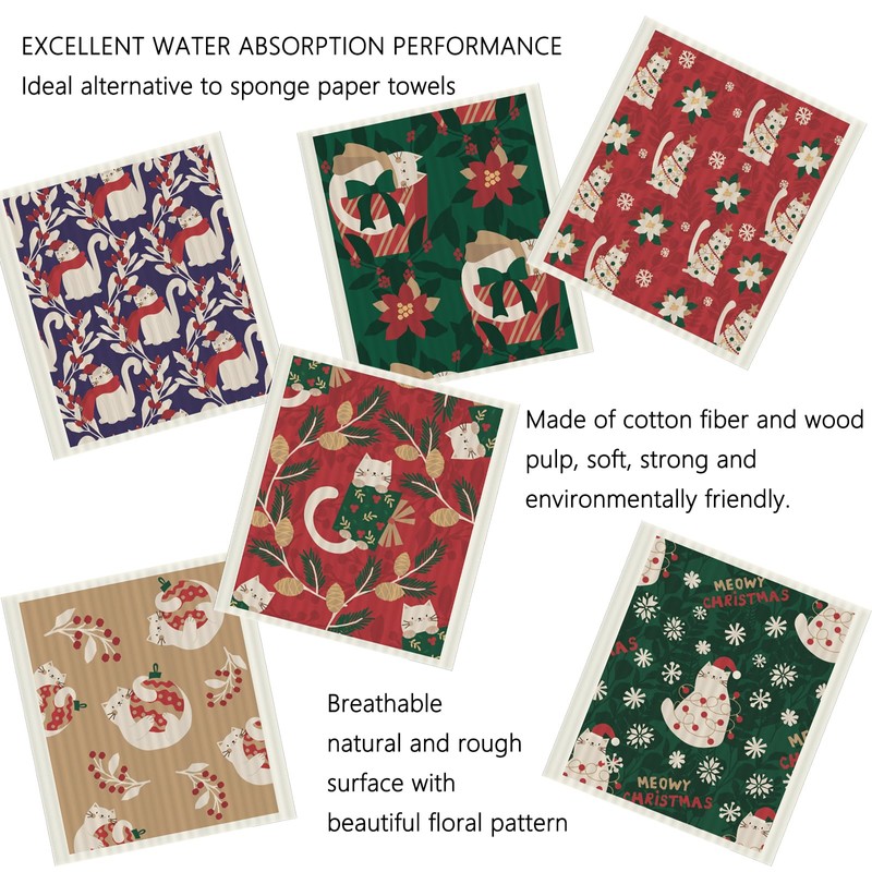 Reusable Kitchen Dish Towels 6 Pack Swedish Dishcloths Natural Cotton