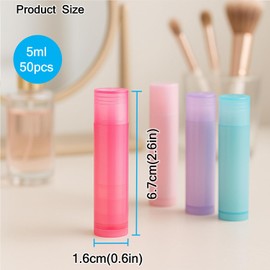 50Pcs Red Plastic Lipstick Containers with Caps 5g Empty Lip Balm Tubes DIY Lip Gloss Balm Stick Tube,Travel Refillable Cosmetic Lipstick Bottle for Lip Balms, Lipsticks, Chapsticks or Solid Perfume
