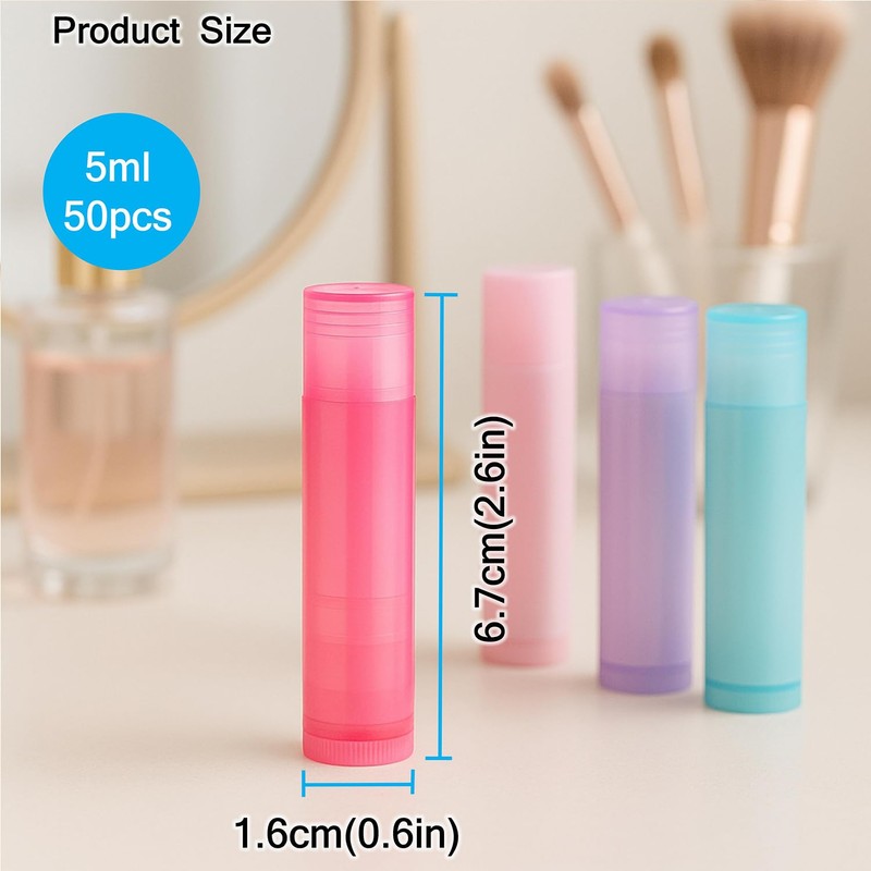 50Pcs Red Plastic Lipstick Containers with Caps 5g Empty Lip