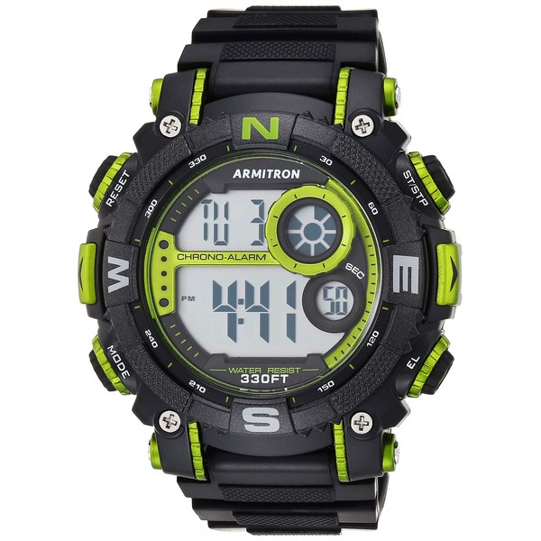 Armitron Sport Men's 40/8284LGN Lime Green Accented Digital Chronograph Black