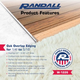 Red Oak Overlap Edging 36″ × 2″ – Overlaps 5/16"- 3/8", American-Made Floor Transition Trim – Smooth Reducer – Includes Nails – Stainable Oak (36" x 2" Wide x 5/16" Overlap, Red Oak)