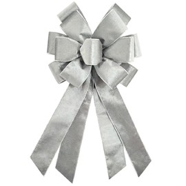 Large Christmas Bow for Wreath 20 * 11inch Vintage Gray Wreath Bow Gray Velvet Tree Topper Ornament Decorative Bow for Xmas Home Outdoor Indoor Party