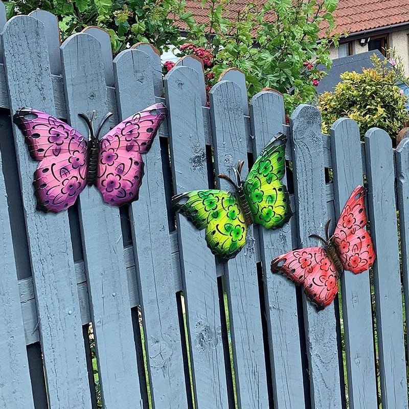 Green Jem Garden 3 x Small Butterfly Decorative Metal Wall