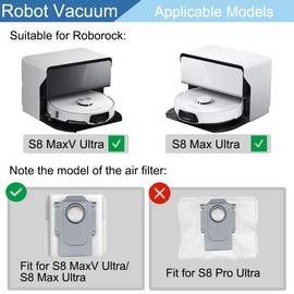 EATBALE Accessories Kit for Roborock S8 MaxV Ultra/S8 Max Ultra Robot Vacuum Include Dual Main Brushes Side Brush HEPA Filter Mopping Cloth Dust Bag Spare Replacement Parts Cleaning Set(14PCS)