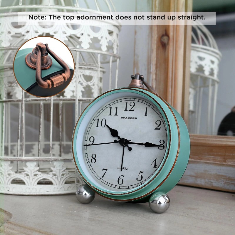 Peakeep 4 battery operated antique retro analog alarm clock small