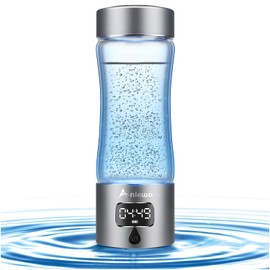 Hydrogen Water Bottle Generator with SPE/PEM Technology, Anlewo Portable H2 Water Ionizer Machine,5000PPB,6 Hours Hydrogen Retention for Family Friends Office Travel Sports Fitness