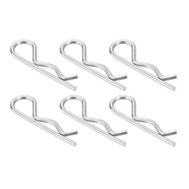 sourcing map 6Pcs 4mmx75mm 304 Stainless Steel R Shaped Spring Cotter Pins, R Clips Cotter Pin Spring Fastener for Household Appliances, Sports Equipment, Car Mechanics Repair (Silver)
