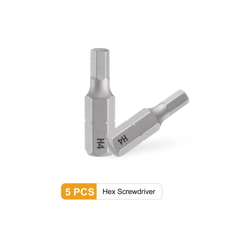 sourcing map 5pcs H4.0 Hex Screwdriver Bit 1/4" Hex Shank