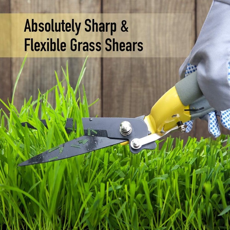 Jardineer Comfort Grass Shears, Teflon Lawn Shears, 360° Rotating Cutting