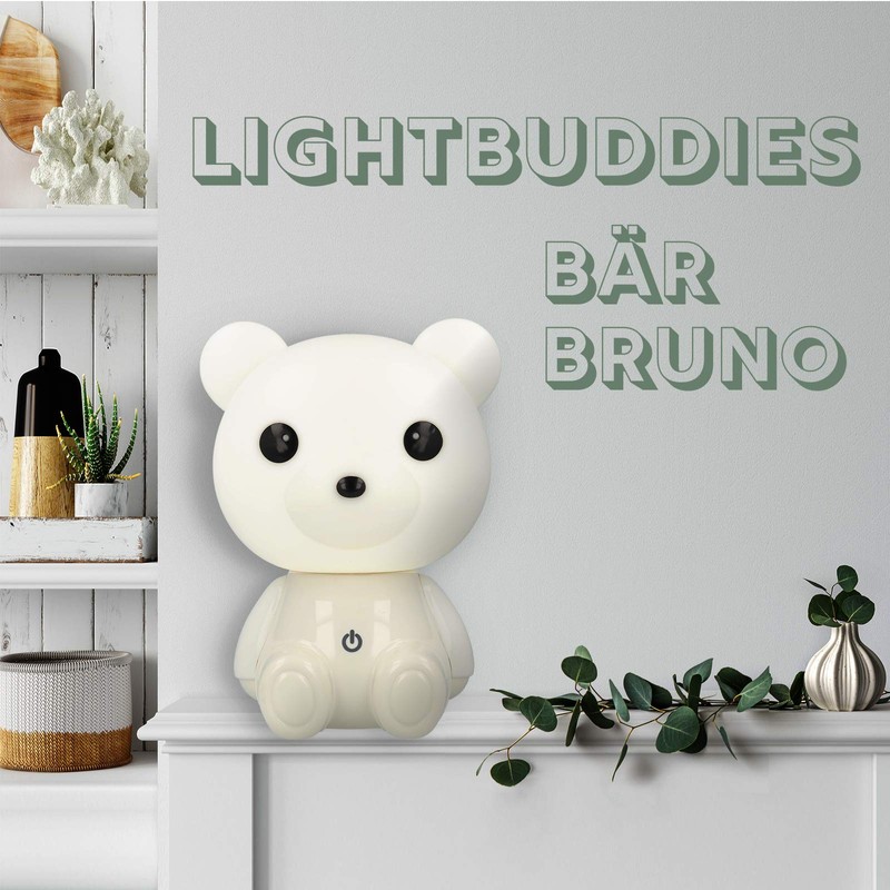 Westcott Lightbuddies Lampe Bär Bruno, LED-Nachtlicht für Kinder mit Akku