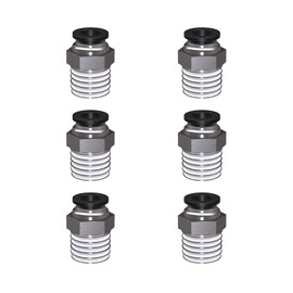 EterMutable 6Packs 1/4" OD Tube x 1/4" NPT Thread Straight Push to Connect Fittings,Pneumatic Male Quick Connect Air Line Hose Fittings Accessories