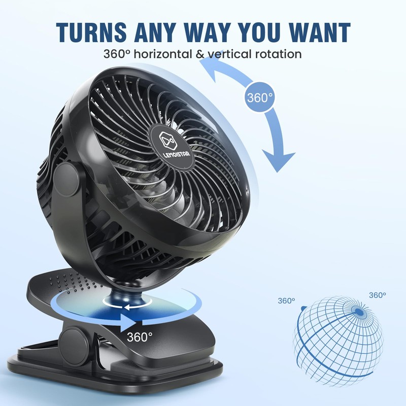 Shinebella AA Battery Car Clip Fan with Aromatic Feature for