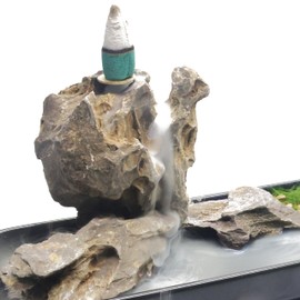 5.5” Chakra Crystal Backflow Incense Holder – Round Brass Catcher for Palo Santo, Sage, Sticks & Cones – Zen Decor for Meditation, Yoga, Spiritual Room (Green Tree)