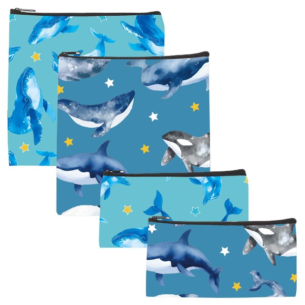 CREATCABIN 4Pcs 2 Sizes Reusable Zipper Snack Pouches Sandwich Bags