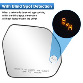 TOP-MAX Passenger Side Mirror Glass Compatible with 2022 2023 2024 Toyota Tundra with Blind Spot Detection, Right Side Convex Power Heated Rearview Mirror with 2 Clips