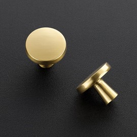 Ravinte 20 Pack Solid Single Hole Kitchen Round Cabinet Knobs Brushed Brass Cabinet Pulls Drawer Knobs Kitchen Cabinet Hardware Kitchen Handles