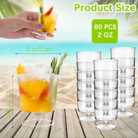 Enjamyo 2 oz Mini Dessert Cups,80 Pack Clear Plastic Dessert Cups,Clear Plastic Wine Glasses,Small Parfait Cup,Mini Disposable Appetizer Cup for Party Wedding Birthday Tasting