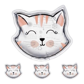 Relaxdays Children's Cooling Pads, Set of 4, Cold Warm Compress, Cat, H x W: 10 x 11 cm, Cooling Pad Gel, Cool Pack, Transparent