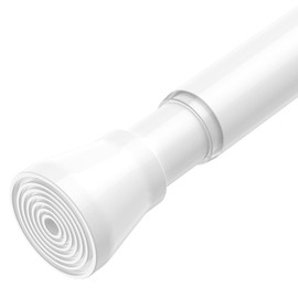 AIZESI Tension Curtain Rod for Windows 45 to 77 Inch, Adjustable Expandable Spring Curtain Rods No Drilling, Non Slip Curtain Rod for Bedroom Doorway Closet Door, White
