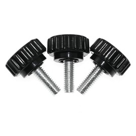 Lind Kitchen 6PCS M6x15-22 Galvanized Thread Knurled Round Plastic Handle Screw Grip Thumb Screw on Type Plastic Threaded Hand Bolt Knobs Metric Male Thread Knurled Clamping Knobs