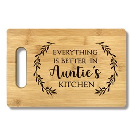 FONDCANYON Auntie Gifts, Gifts For Auntie, Everything Is Better In Auntie's Kitchen Aunt Gift Bamboo Cutting Board Kitchen Decor, Auntie Gifts For Auntie Aunt Birthday Christmas From Nephew Niece