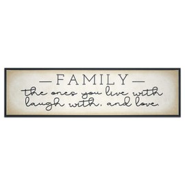 Homekor Family The Ones You Live with, Laugh with, and Love - Inspirational Quotes Hanging Wall Art Decor Signs with Motivational Saying - Framed Canvas Print 30 x 8