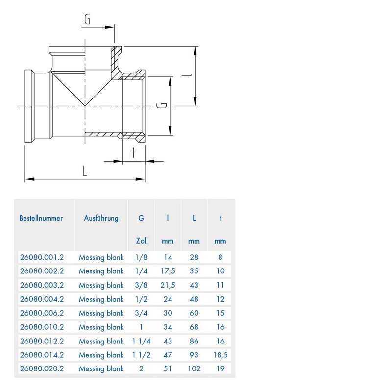 ABA Beul 26080.003.2 Female Threaded Tee 3/8 Brass