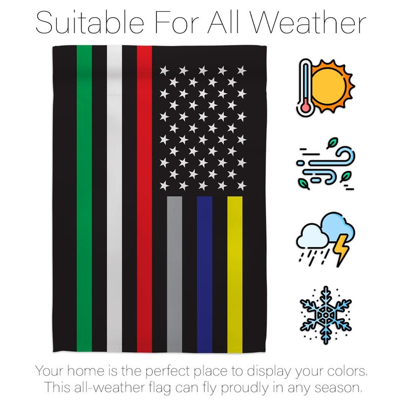 US First Responders Line Garden Flag - Set with Stand