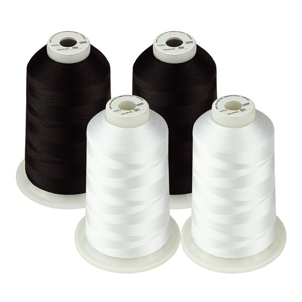 Simthread Machine Embroidery Thread 5000M King-Spools White and Black Colors
