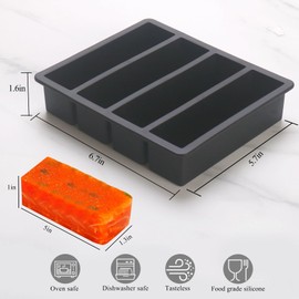 1/2 Cup Silicone Freezer Tray With Lid - Butter Mold,Silicone Freezer Molds 2-Pack For meal prep & freezing of various sauces and other dishes, makes 8 perfect 1/2 cup portions cubes (Black 2 Pack)