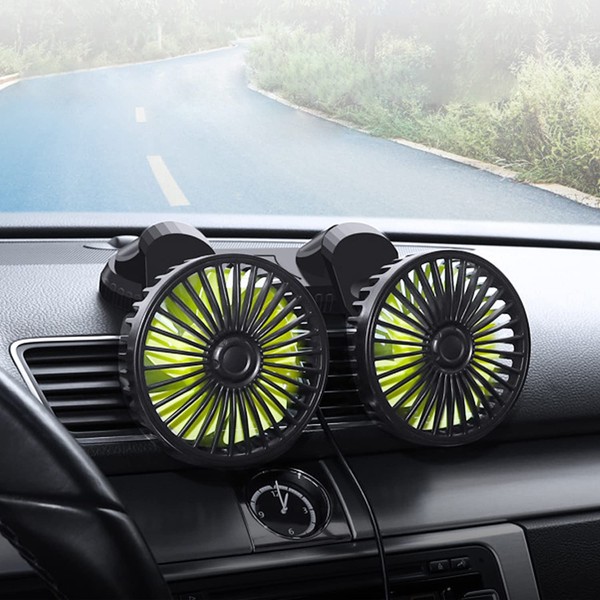 Xximuim Car Cooling Fan,360° Adjustable Dual Head Cooling Air Fan