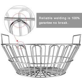 SELEWARE Stainless Steel 304 Charcoal Basket Lump Charcoal Ash Basket, 14'' Grill Baskets for Classic Joe Large Big Green Egg, Primo Kamado