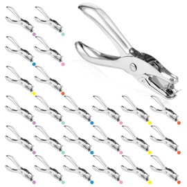 24 Packs 1 Hole Punch 1/4 Inch Single Hole Puncher for Crafts Metal 5 Sheet Capacity 1 Hole Punch Set, Small Hole Punch for Office Craft Paper Tags Ticket Cards Scrapbook Notebook DIY